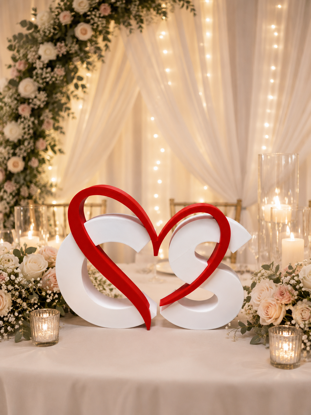 Décoration Mariage Personnalisée Initiales avec Cœur | Centre de Table Mariage | Lettres 3D Couple | Cadeau Mariage Personnalisé
