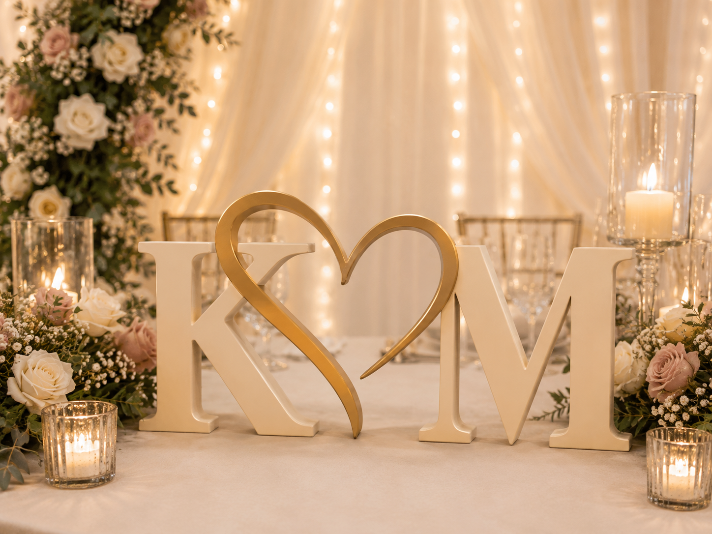 Décoration Mariage Personnalisée Initiales avec Cœur | Centre de Table Mariage | Lettres 3D Couple | Cadeau Mariage Personnalisé