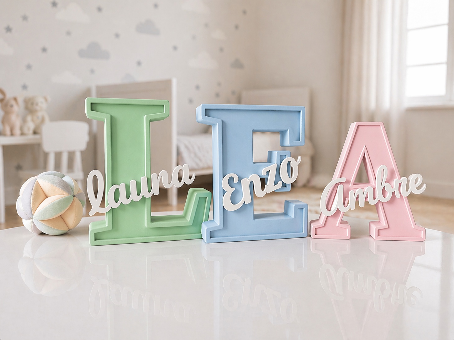 Lettre Initiale Personnalisée avec Prénom – Décoration Chambre Enfant / Cadeau Naissance / Impression 3D
