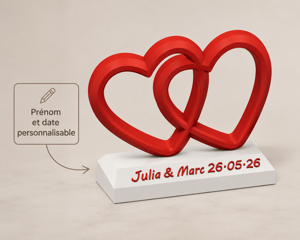 Cœur Entrelacé Personnalisé Mariage – Prénom & Date