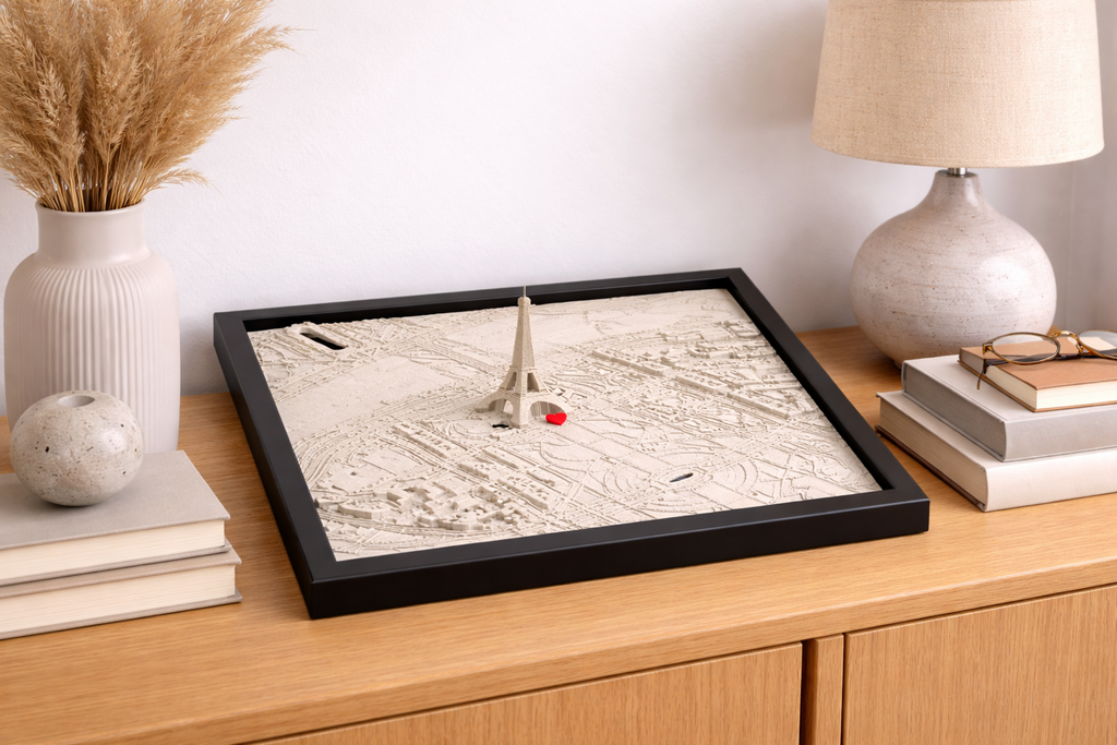 Carte 3D Personnalisée – Lieu de Rencontre | Cadeau Amoureux | Ville Personnalisée Monde Entier