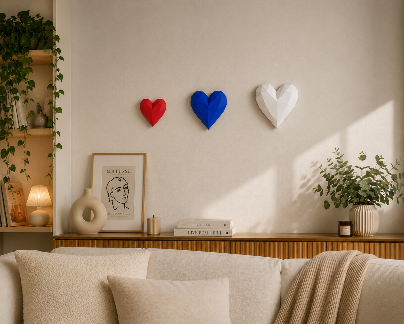 Volo Cœur  Mural 3D – Décoration Murale Moderne | Plusieurs Tailles & Couleurs