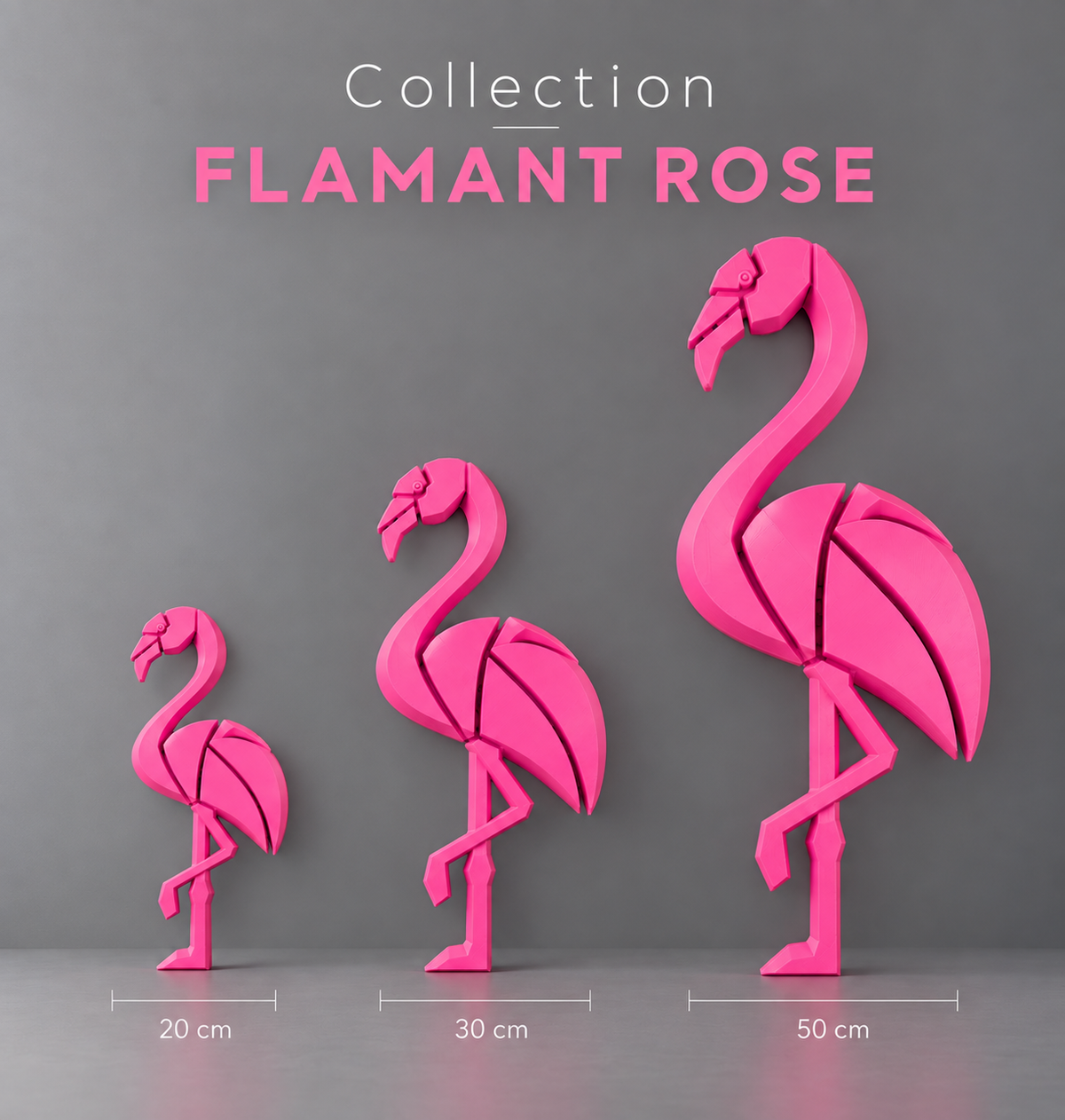 Flamant Rose Décoratif en Impression 3D – Collection 20, 30 & 50 cm