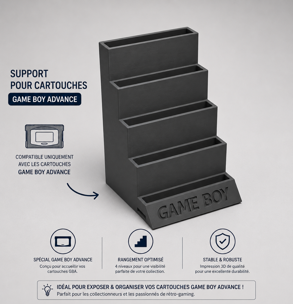 Support pour cartouches Game Boy / Game Boy Color ou Game Boy Advance – Impression 3D