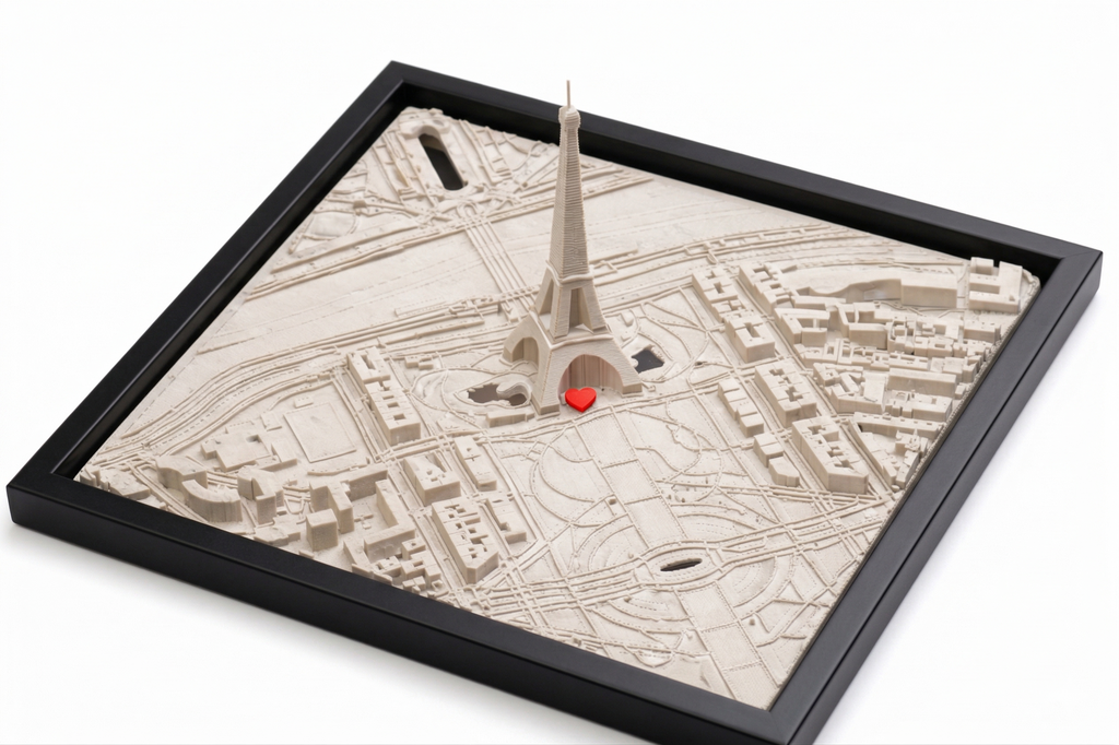 Carte 3D Personnalisée – Lieu de Rencontre | Cadeau Amoureux | Ville Personnalisée Monde Entier