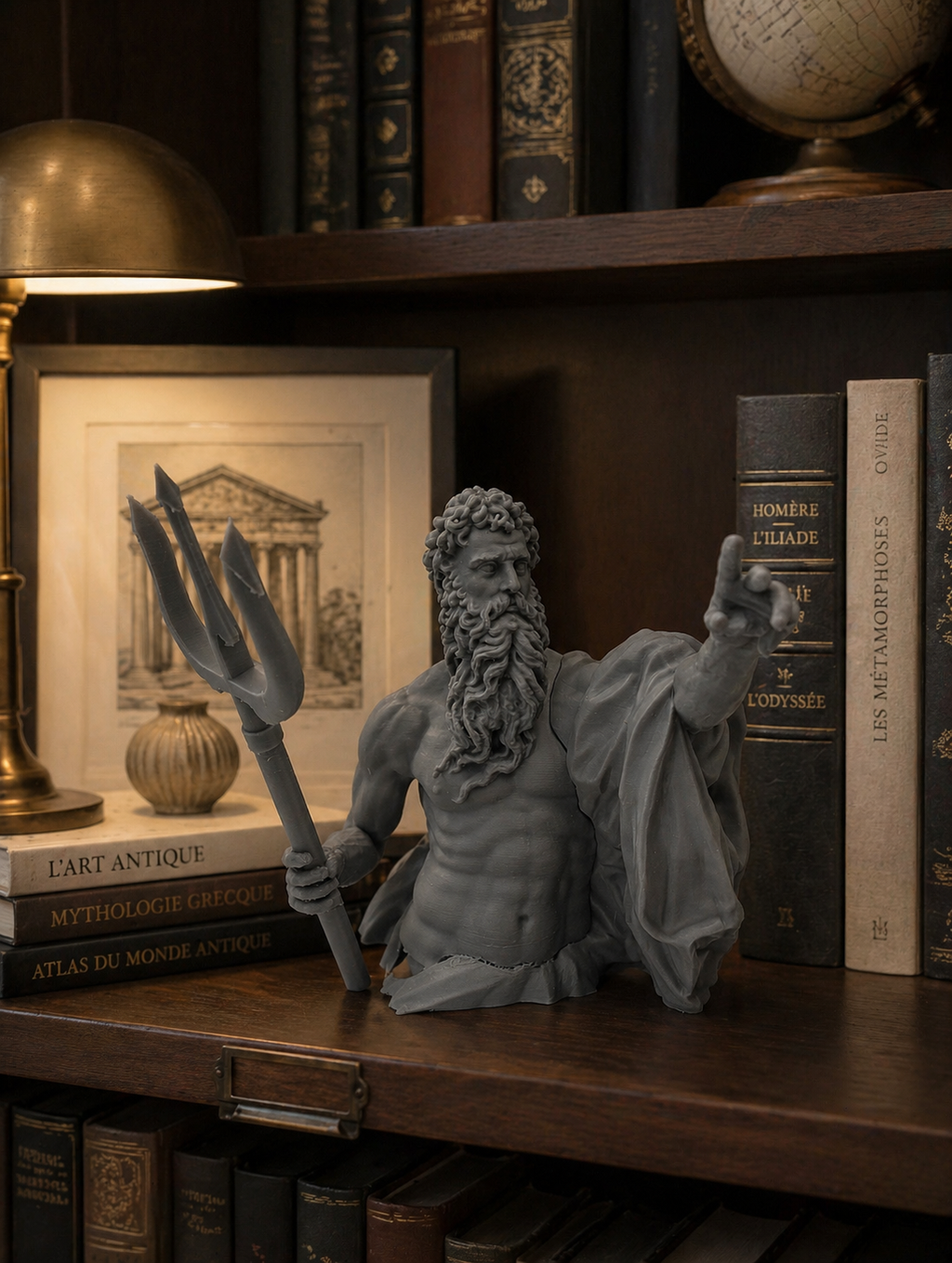 Buste de Poséidon imprimé en 3D inspiré de la mythologie grecque