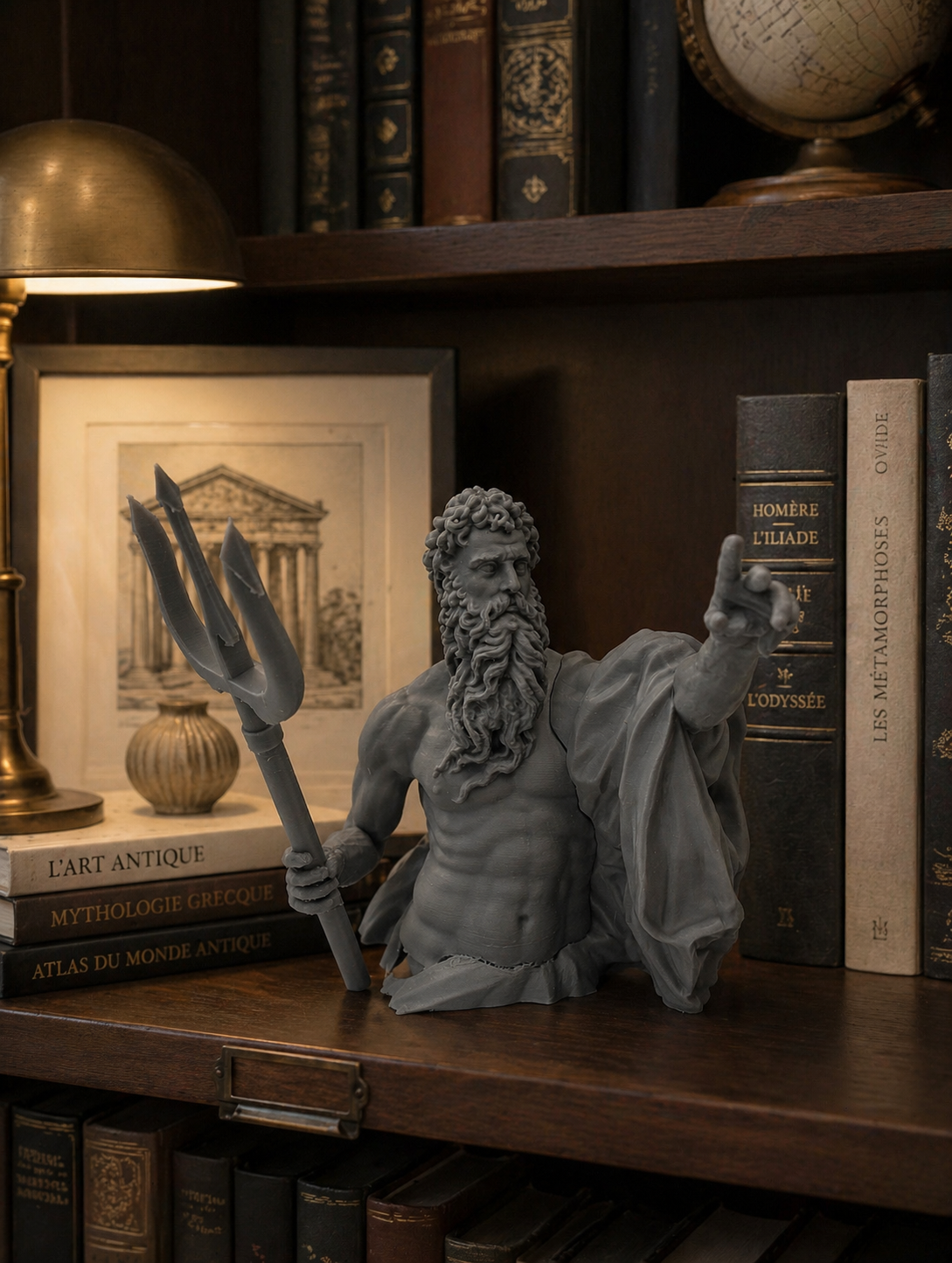 Buste de Poséidon imprimé en 3D inspiré de la mythologie grecque