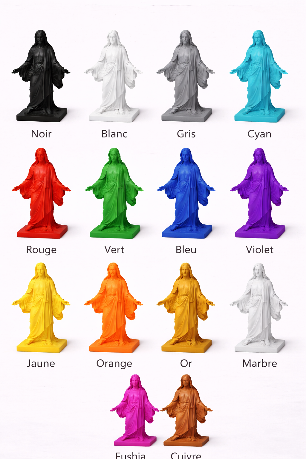Statue religieuse Jésus-Christ imprimée en 3D fabriquée à la commande