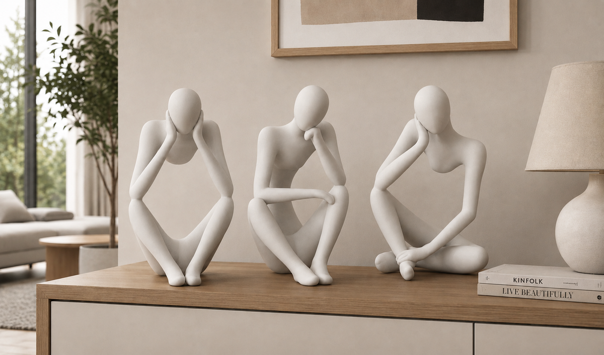 Sculpture abstraite minimaliste imprimée en 3D pour décoration intérieure