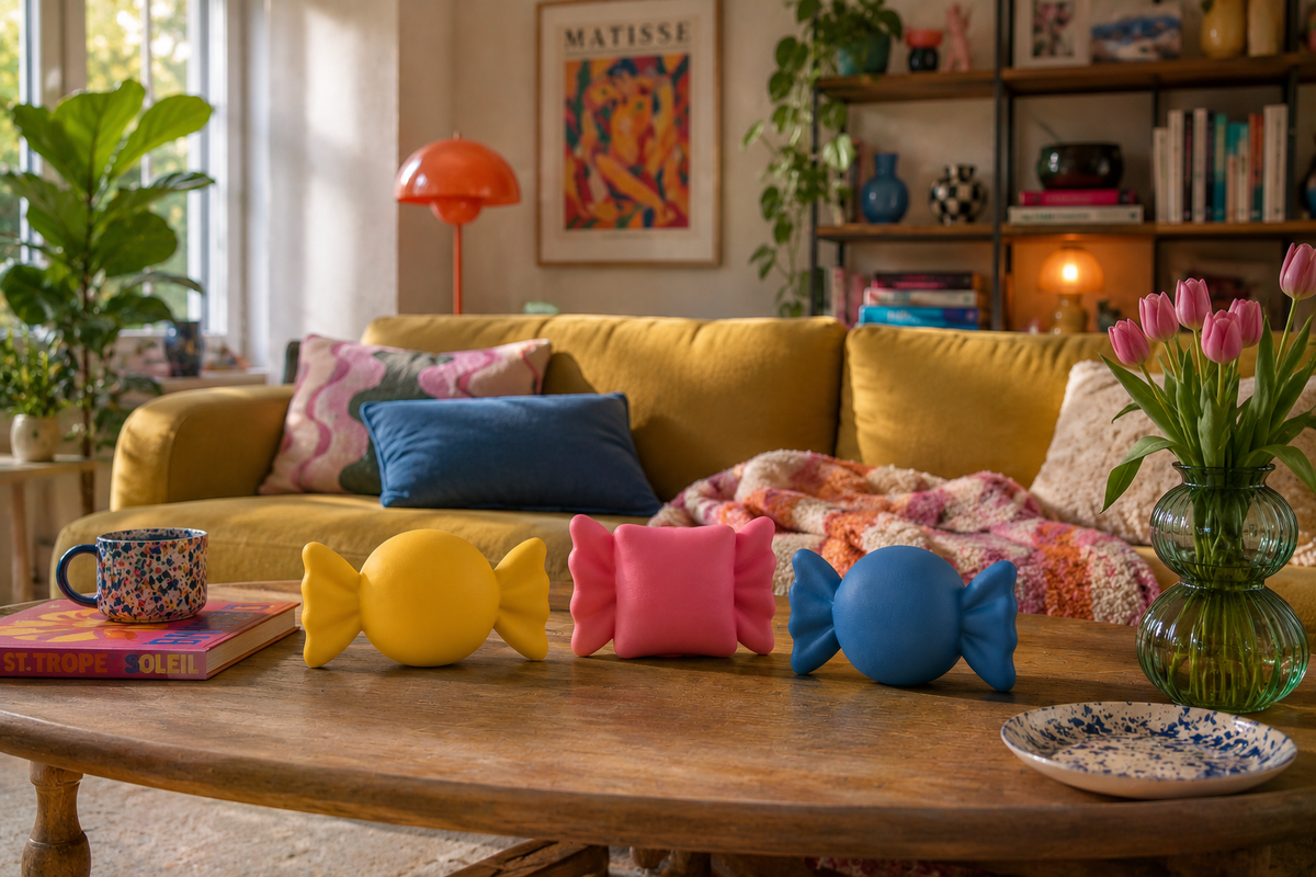 Bonbon géant rose décoratif style Pop Art pour intérieur