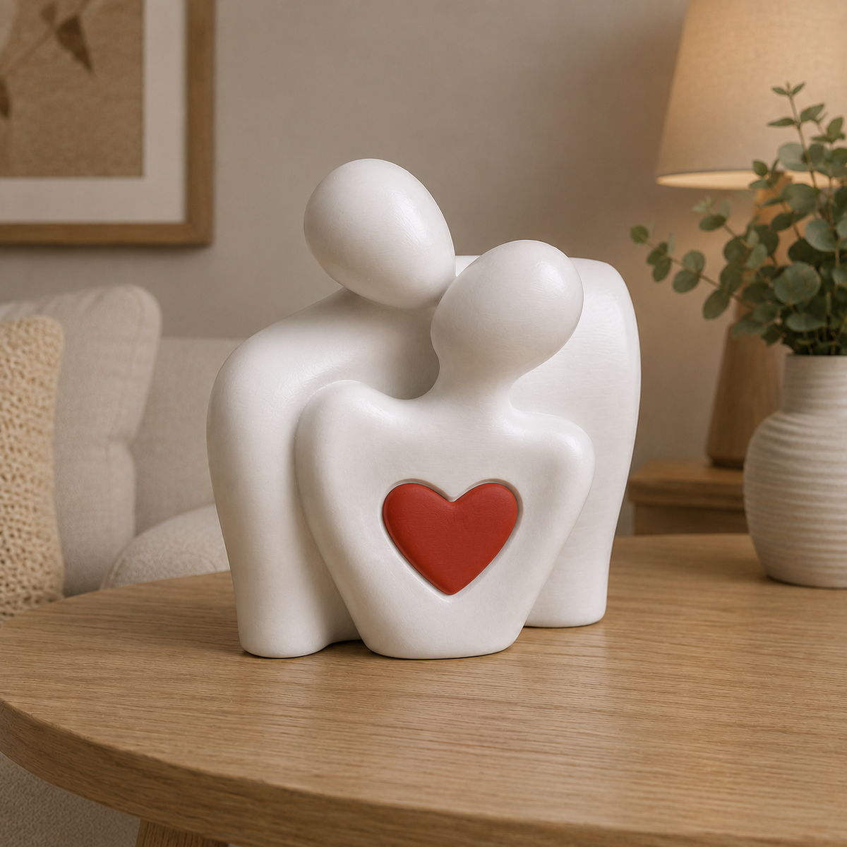 Sculpture couple et cœur rouge imprimée en 3D
