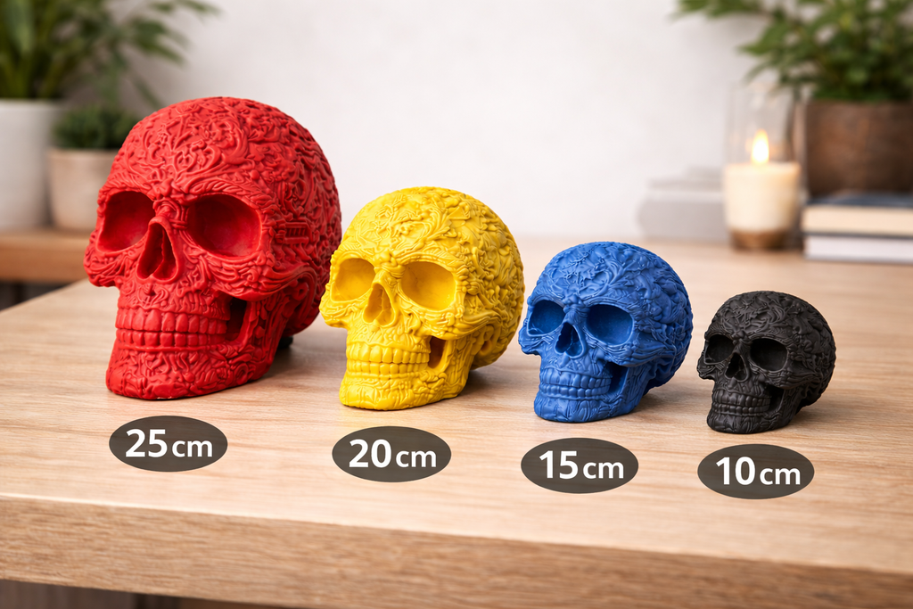 Sculpture crâne rococo imprimée en 3D pour décoration intérieure