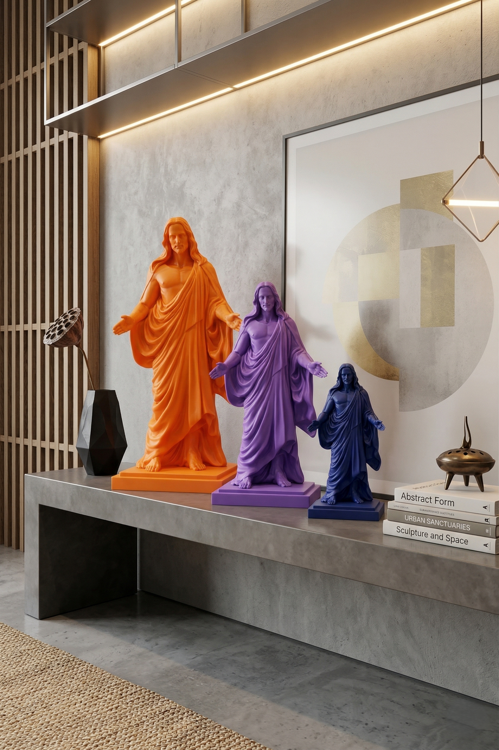 Statue Jésus-Christ 3D colorée pour décoration intérieure