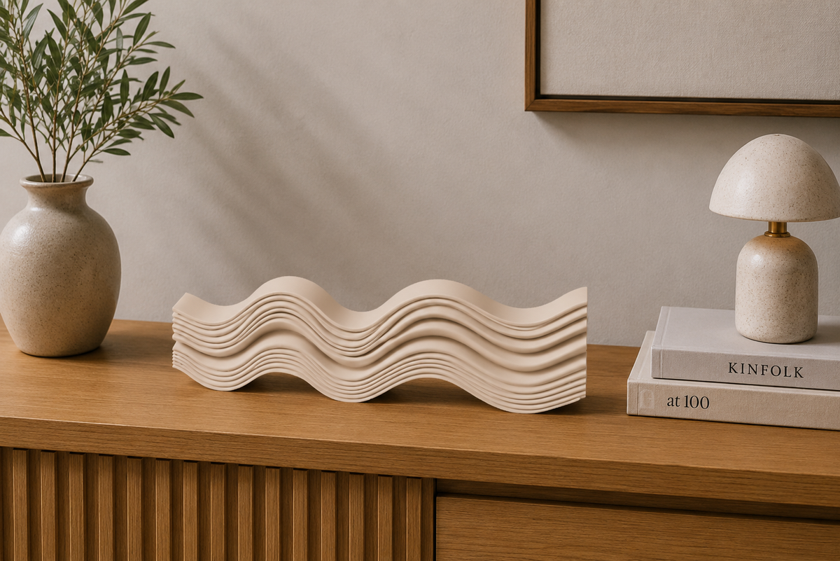 Vague décorative 3D au design Japandi minimaliste